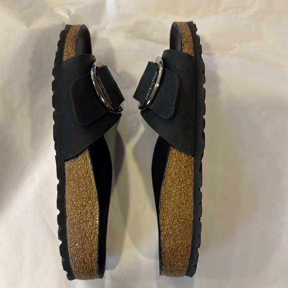 Birkenstock Black nubuck big buckle Madrid Sandals with Cork Footbed 36 narrow - Picture 6 of 10